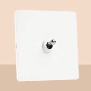 White light switch with silver toggles - 1 gang